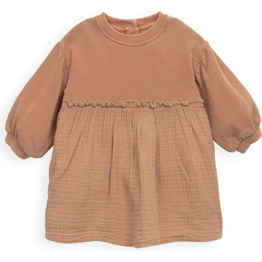 Baby Mixed Media Topstitch Dress
