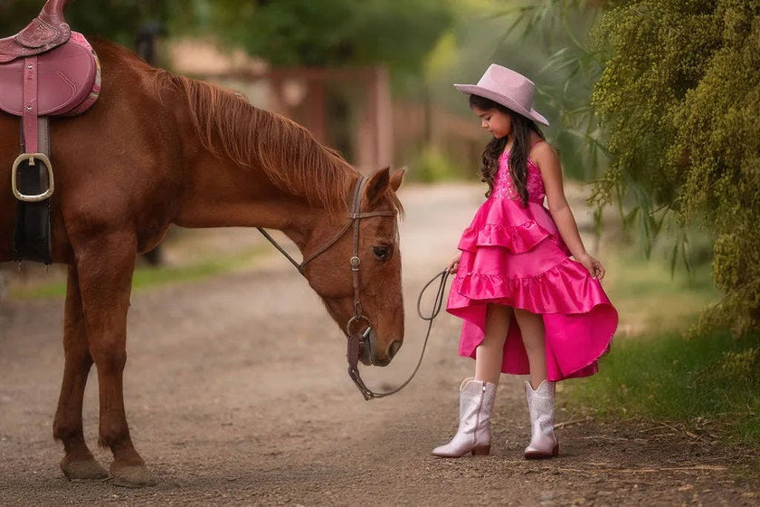 Wildflower Cowgirl Hot Pink Ruffle Birthday Dress for Girls
