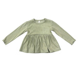 Girls Ribbed Peplum Shirt in Sage