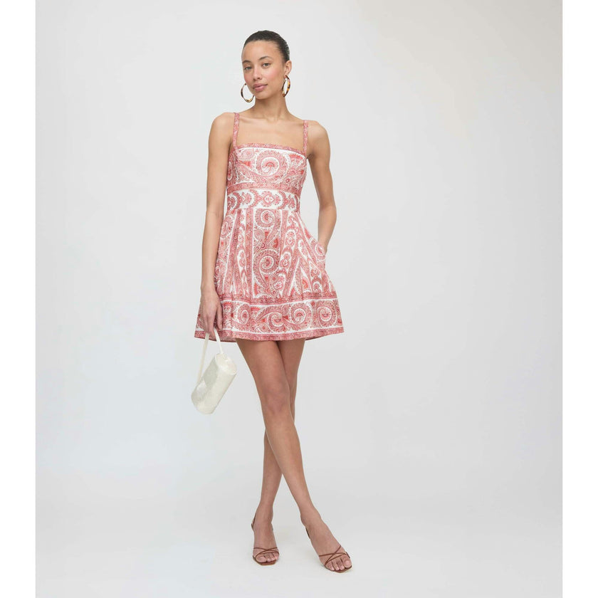 The Margot Mini Dress - Coral Corsica Paisley