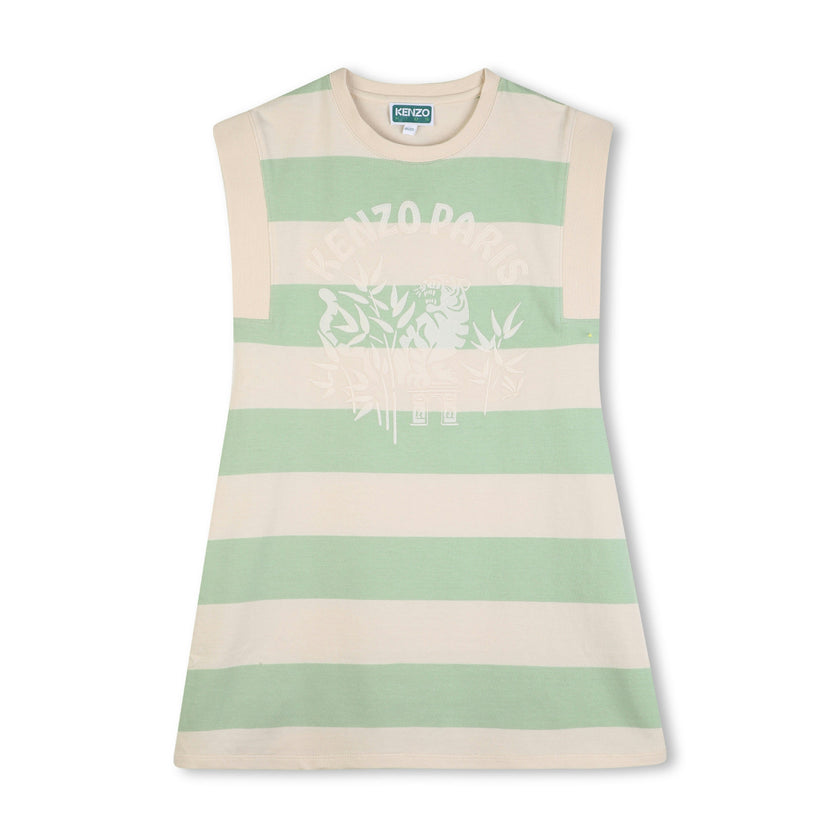 Light Green & Beige Kenzo Striped Dress