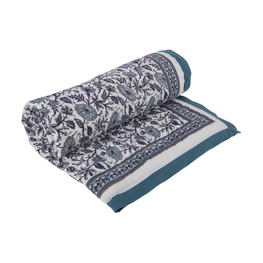 Block-Printed Cotton Crib Quilt