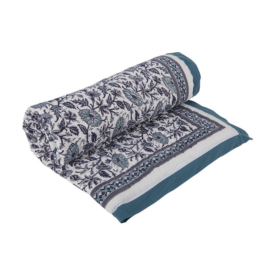 Block-Printed Cotton Crib Quilt