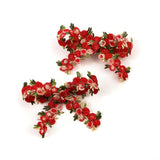 Halo Luxe Gia Embroidered Floral Double Clip - Cherry Red