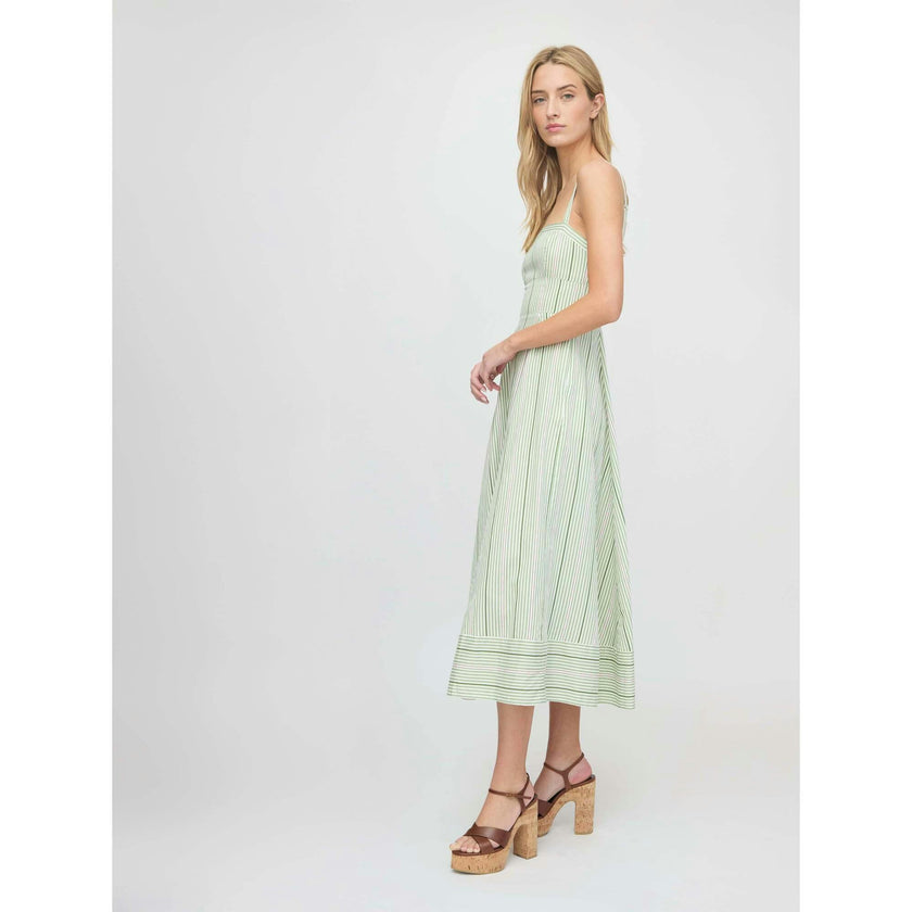 The Margot Dress - Green Jacquard Stripe