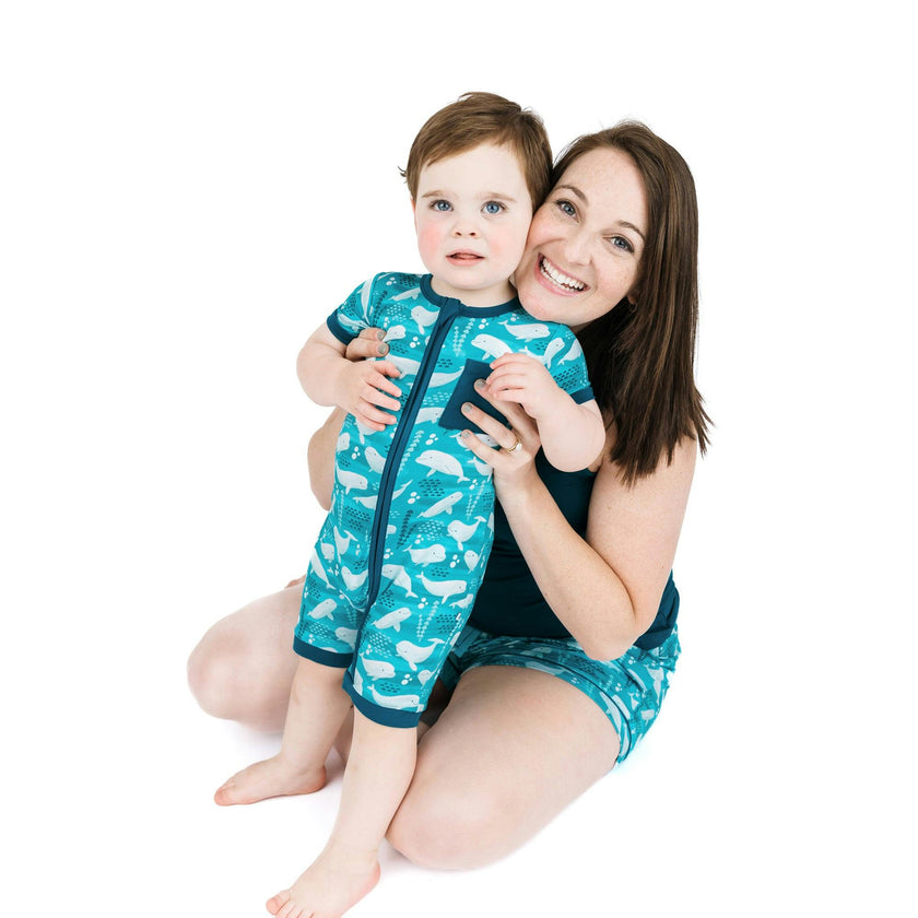 Beluga Whale Bamboo Baby Shortie Romper