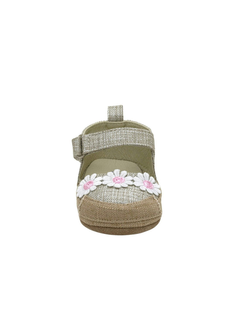 Daisies Tan Lurex Linen Espadrille First Kick