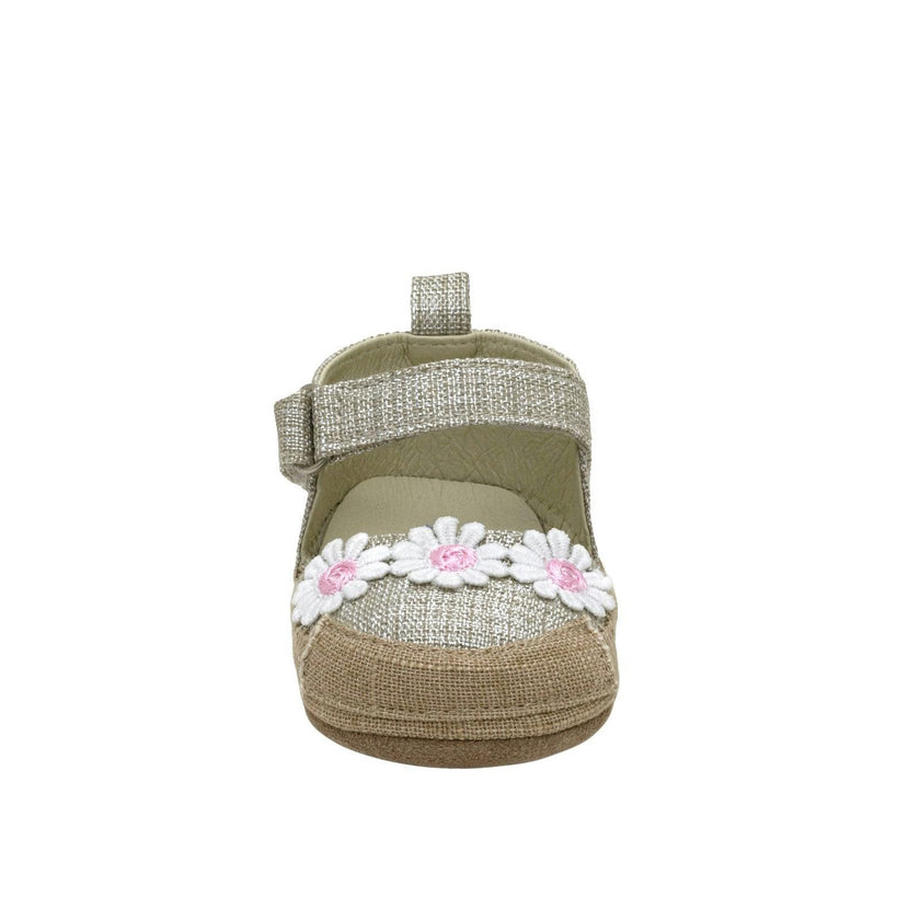 Daisies Tan Lurex Linen Espadrille First Kick
