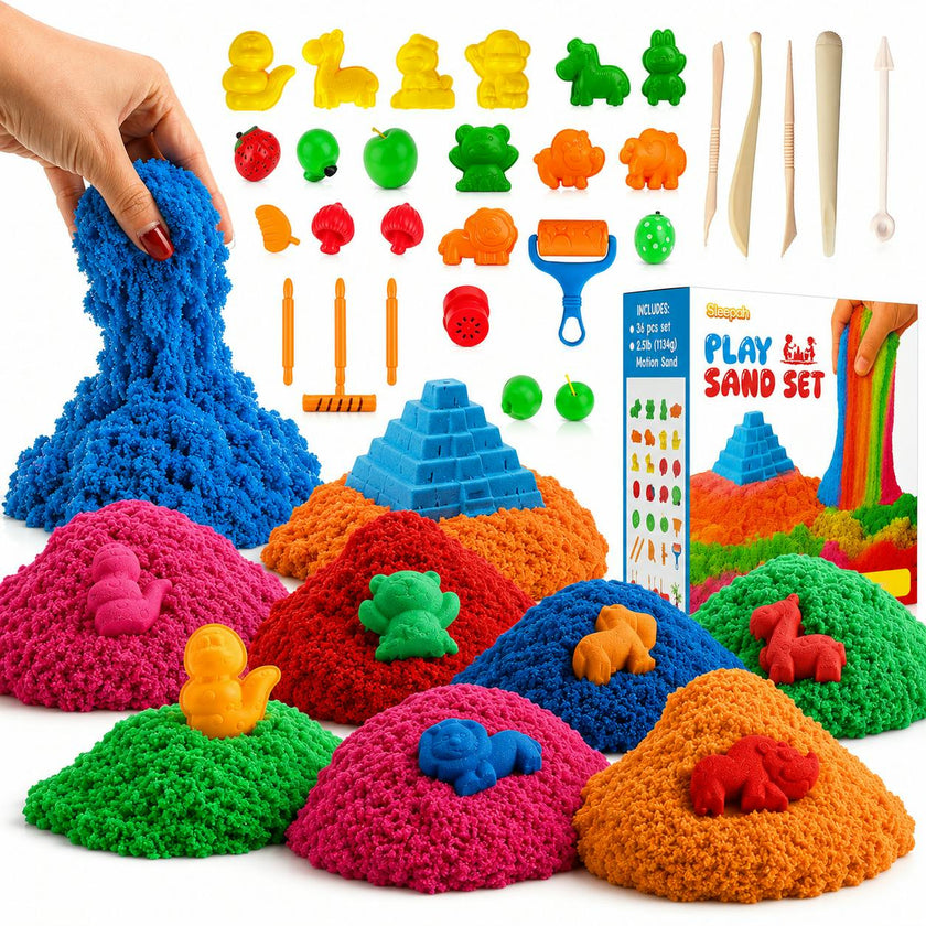 Play Sand Craft Kit Set for Boys & Girls 36p Sensory Bin No Mess Kids Toy