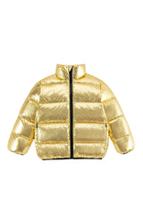 Fallon Metallic Puffer Jacket, Gold