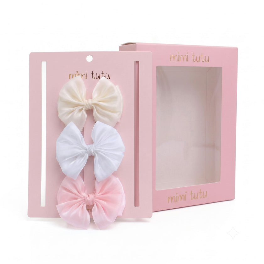 Multicolor Satin Bow Clip Set