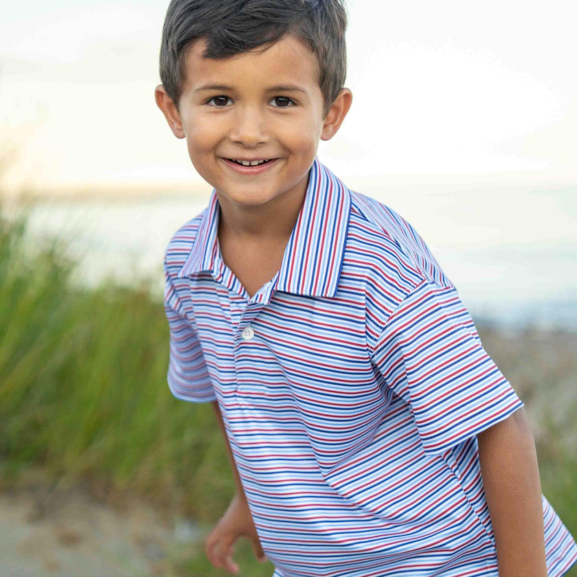 Stripe Print Performance Knit Polo