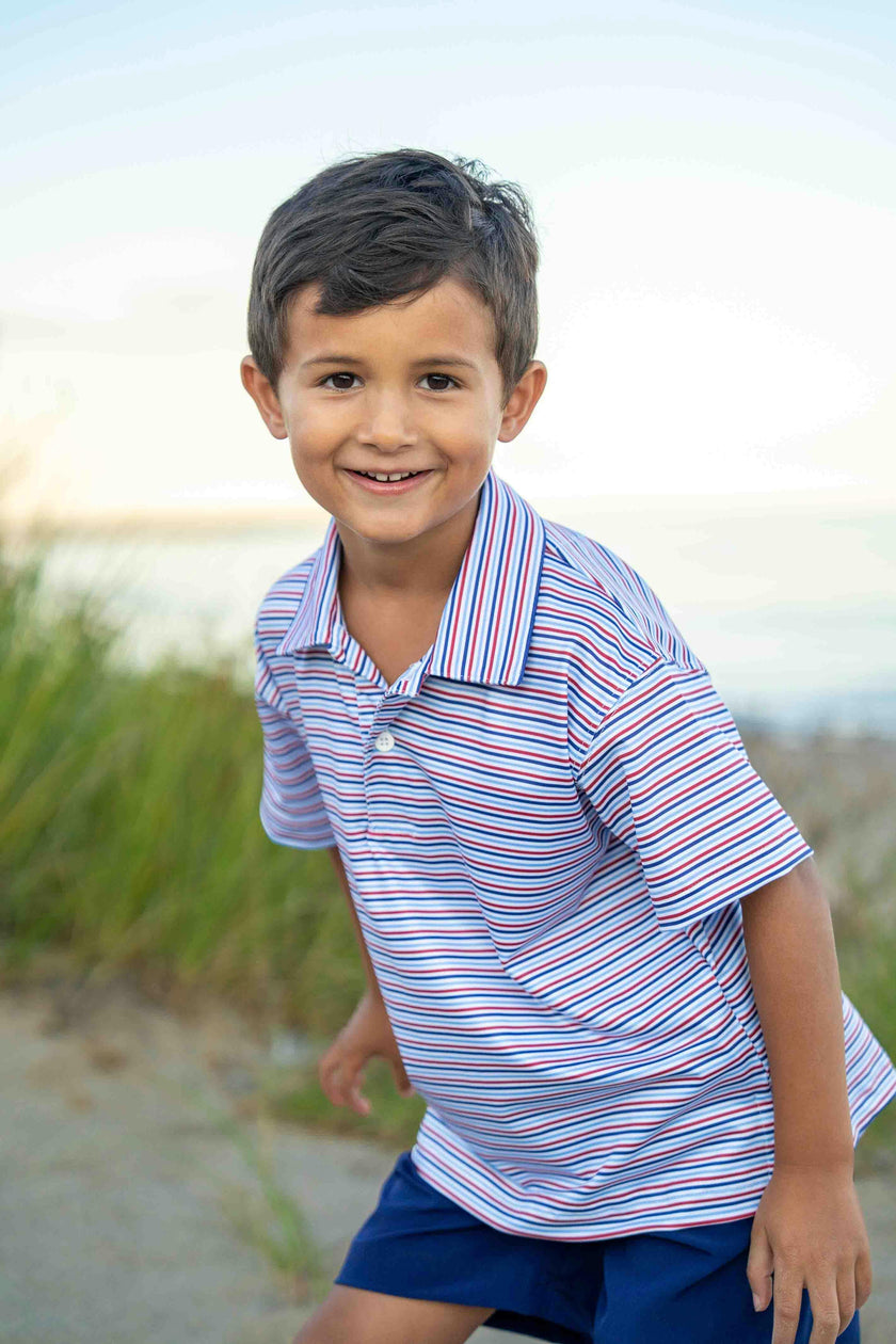 Stripe Print Performance Knit Polo