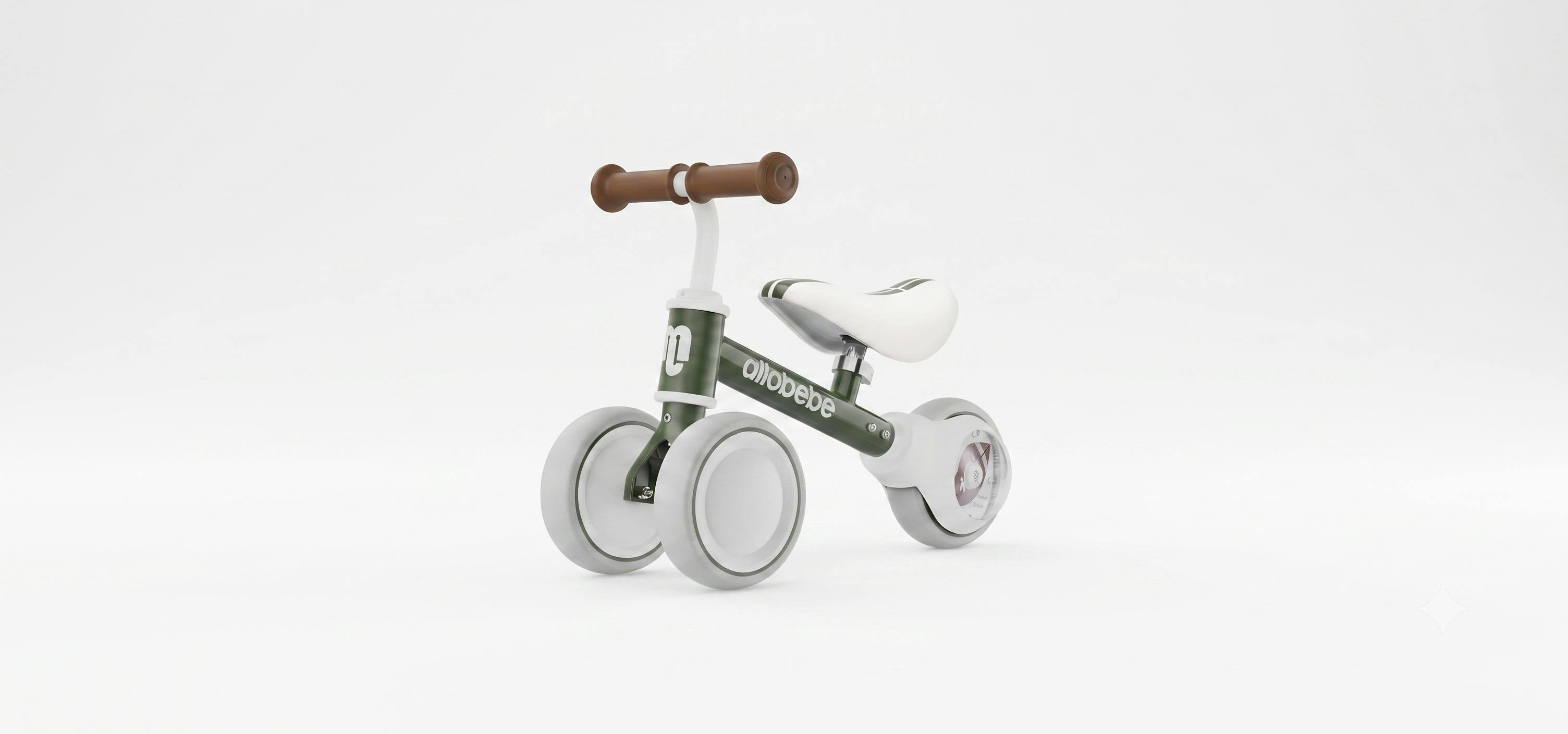 Allobebe Baby Balance Bike for Ages 1-3 – Adjustable Seat, Silent & Soft 3-Wheel Ride-On, Light Blue