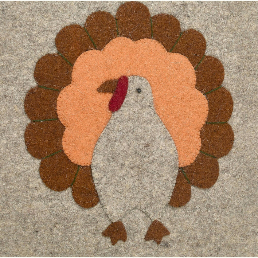 Hand Felted Wool Thanksgiving Turkey Table Runner - 16"x44"