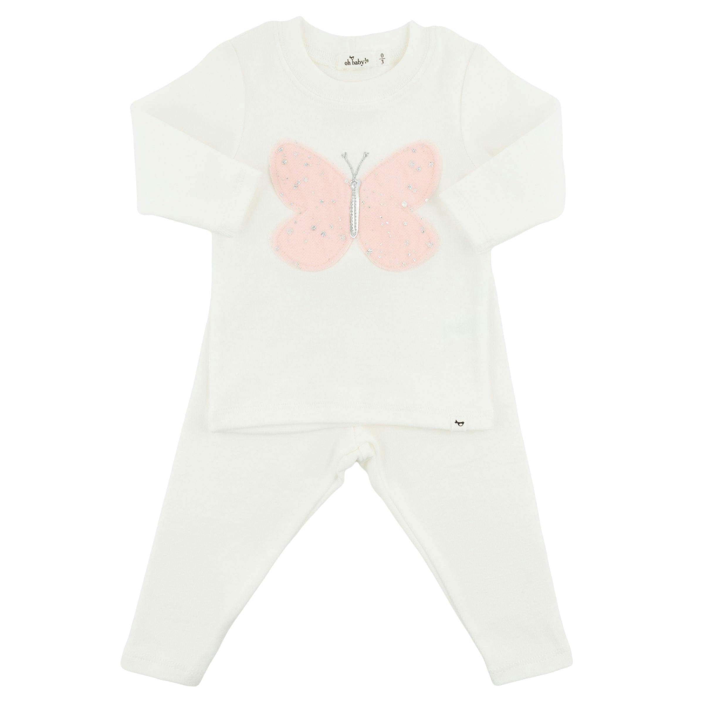 Butterfly Pink/Pink Silver Tulle 2pc Set