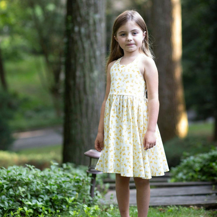Cross Back Twirly Dress in Bow Tie Pasta