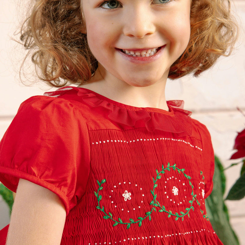 Sofia Red Smocked Dress