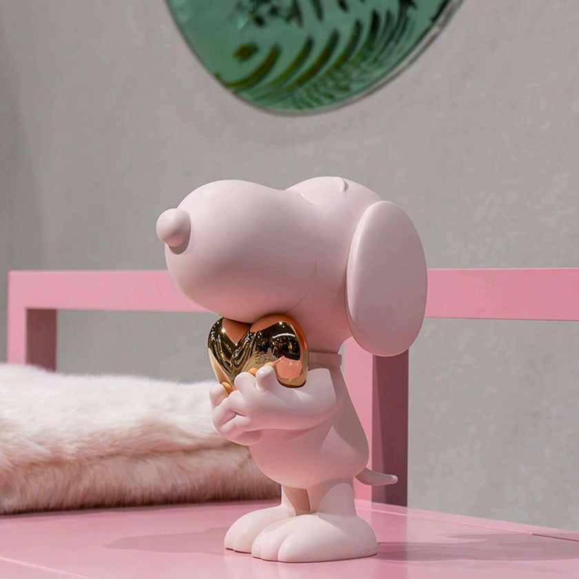 Snoopy HEART Pink & Gold Heart 11in