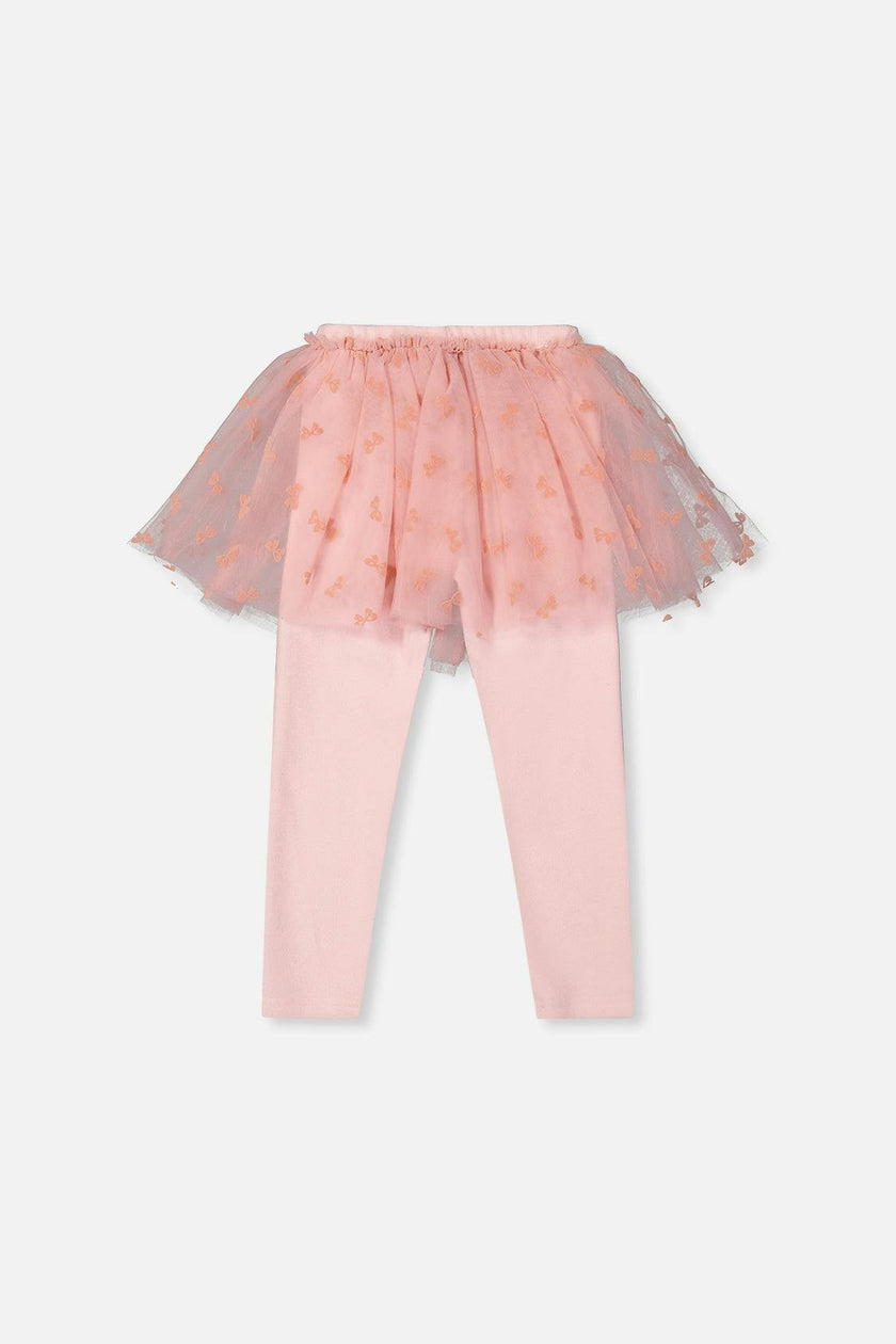 Leggings With Integrated Tulle Skirt Pale Dusty Pink