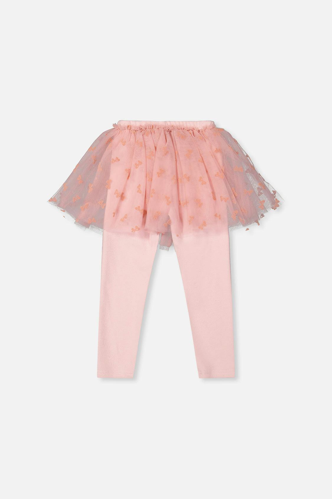 Leggings With Integrated Tulle Skirt Pale Dusty Pink