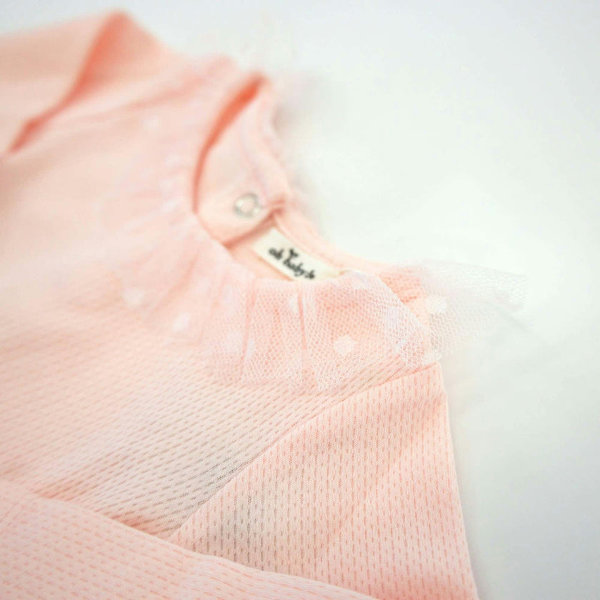 Pointelle Dotted Mesh Collar Two Piece Set