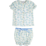 Esme Floral Swiss Voile Scallop Collar Pyjamas in Blue (18mths- 10yrs)