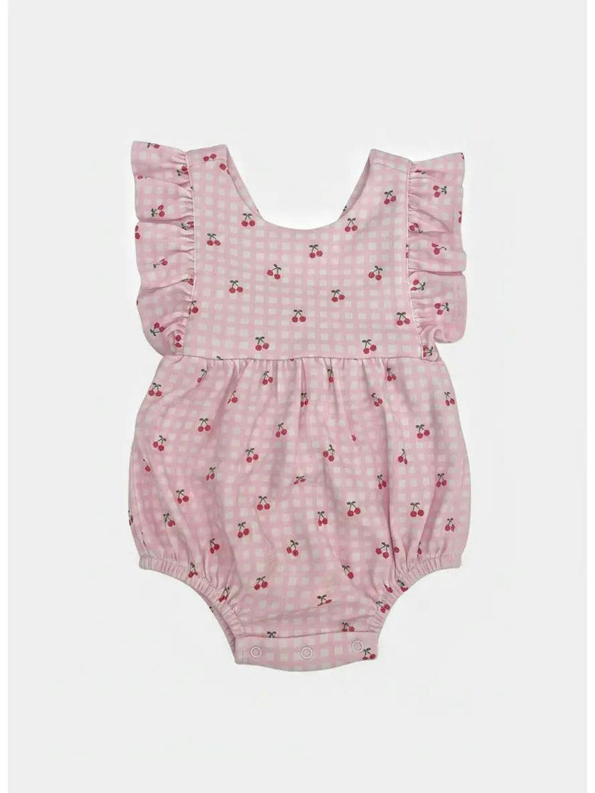 Cherries Pima Cotton Baby Bloomer w/ Cross Straps