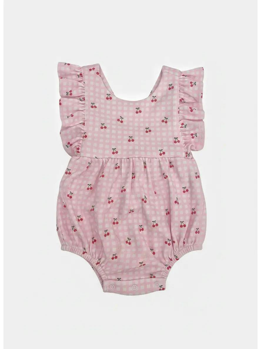 Cherries Pima Cotton Baby Bloomer w/ Cross Straps