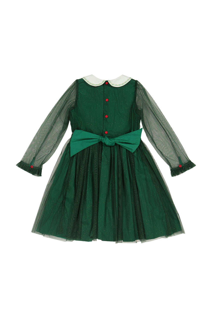 SARAH EMERALD SMOCKED DRESS