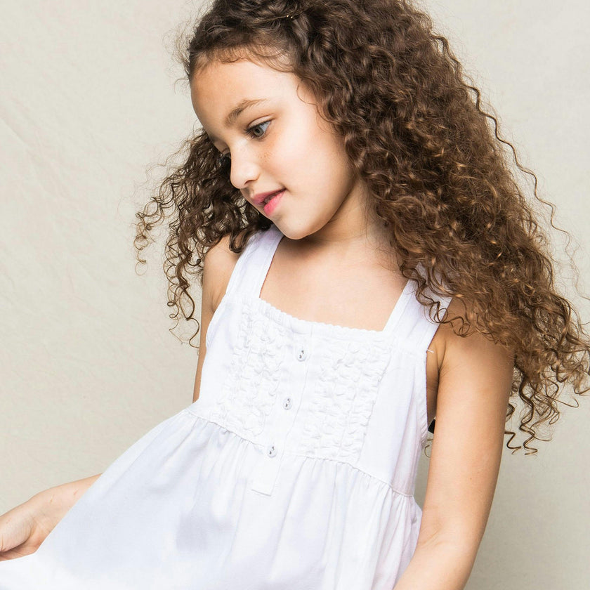Girl's Twill Charlotte Nightgown in White