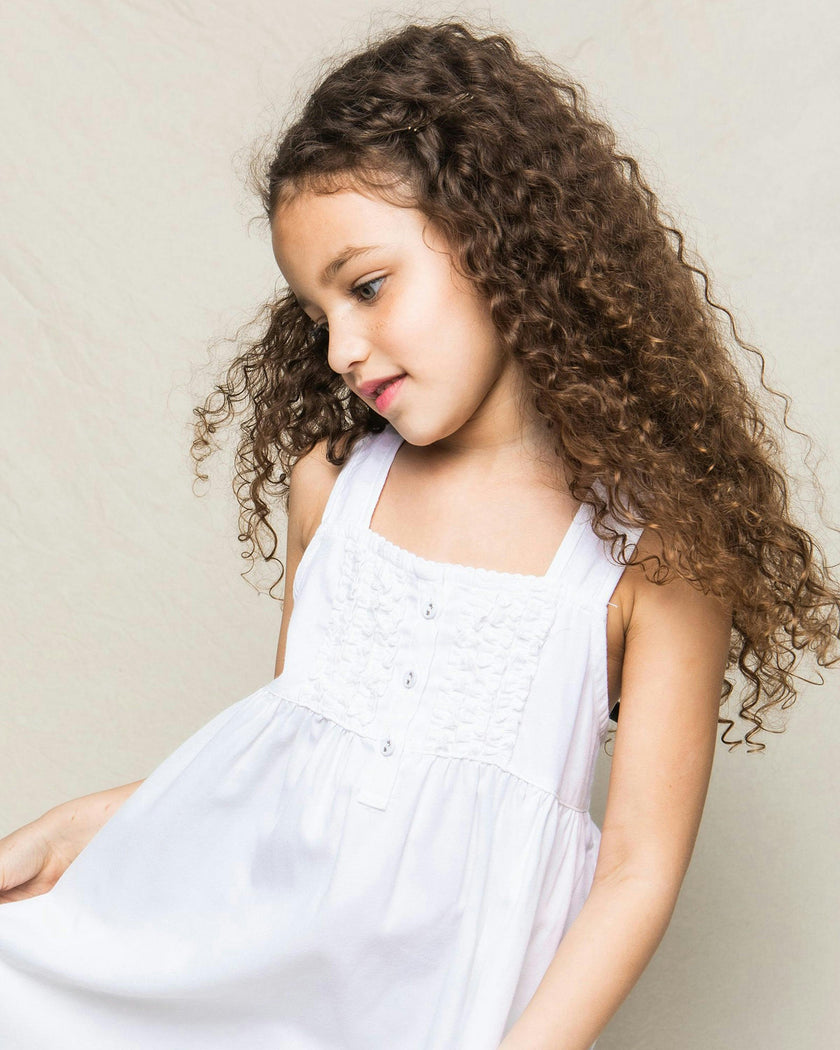 Girl's Twill Charlotte Nightgown in White