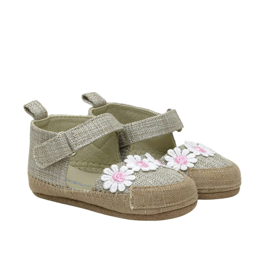 Daisies Tan Lurex Linen Espadrille First Kick