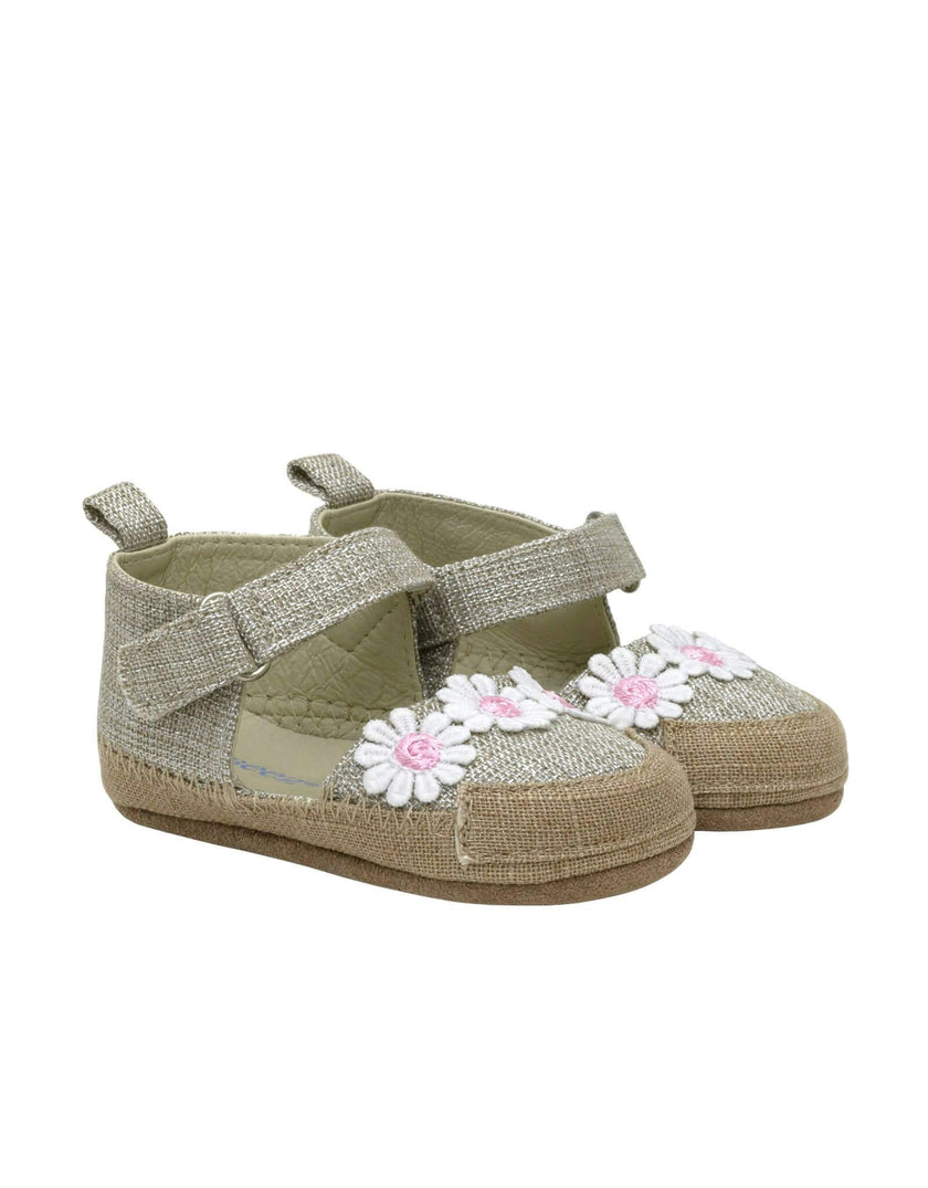 Daisies Tan Lurex Linen Espadrille First Kick