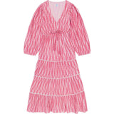 Women's Odette Ikat V-Neck Long Sleeve Print Maxi Dress, Pink