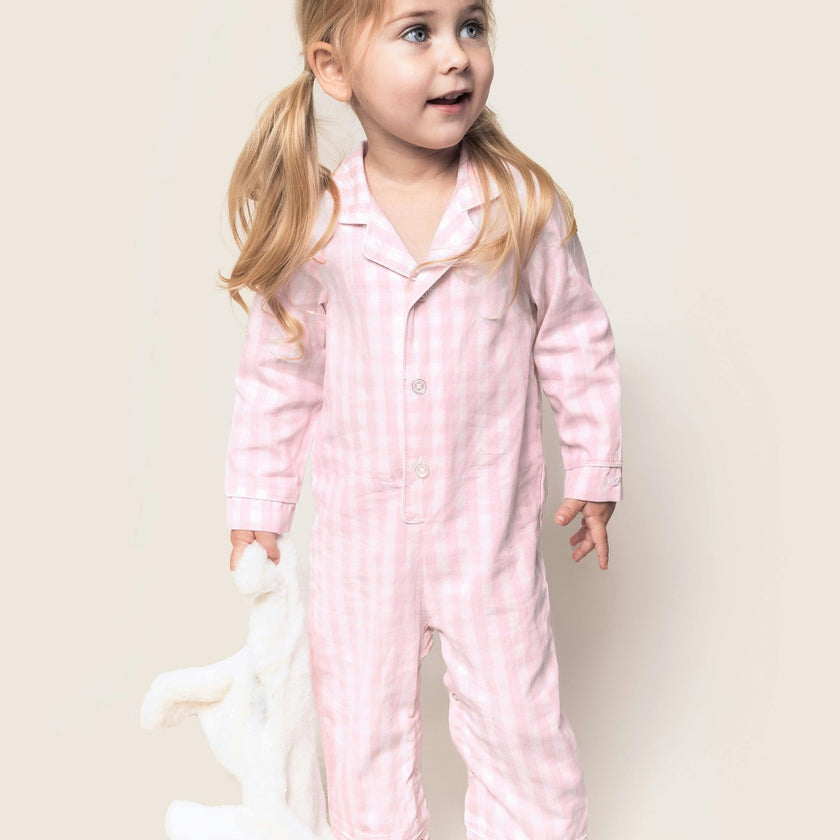 Baby's Twill Classic Romper in Pink Gingham
