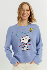 Wool-Cashmere Snoopy Embroidered Sweater