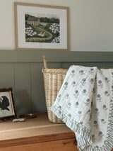 Elle Green Floral Ruffle Quilt Blanket + Bear Lovey SET