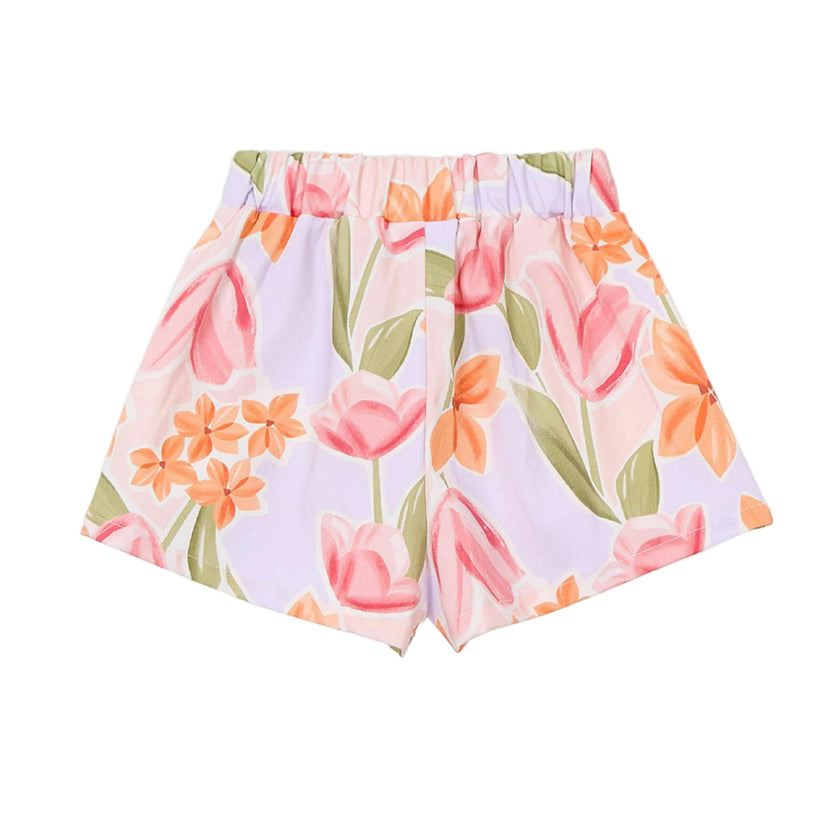 Lavender Floral Shorts With Belt