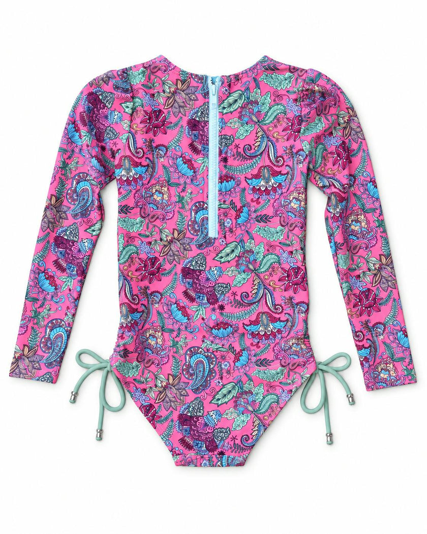 Girls Long Sleeve One Piece Swimsuit with Side Ties – Liberty