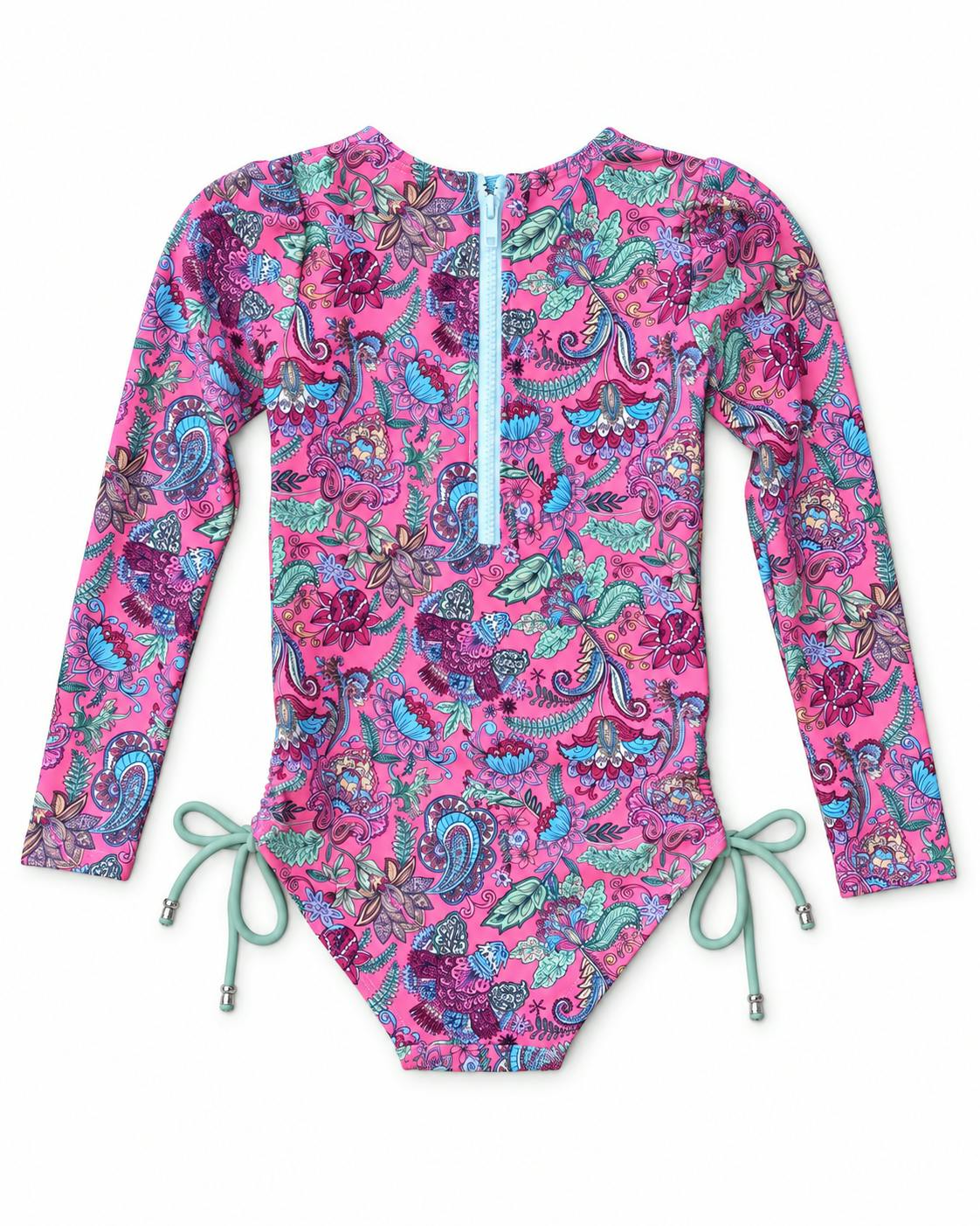 Girls Long Sleeve One Piece Swimsuit with Side Ties – Liberty