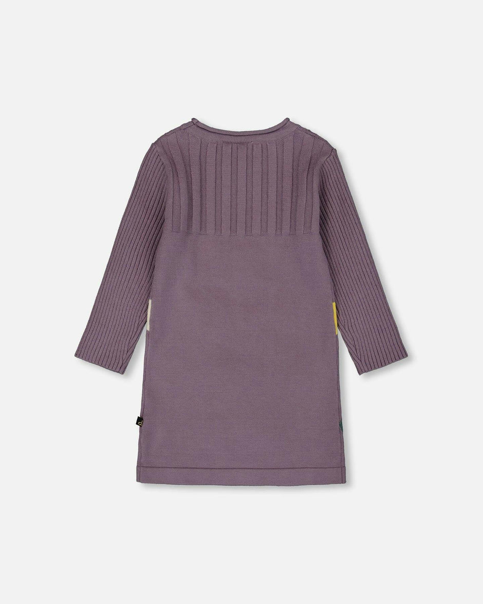 Jacquard Sweater Dress with Polka Dot Pattern