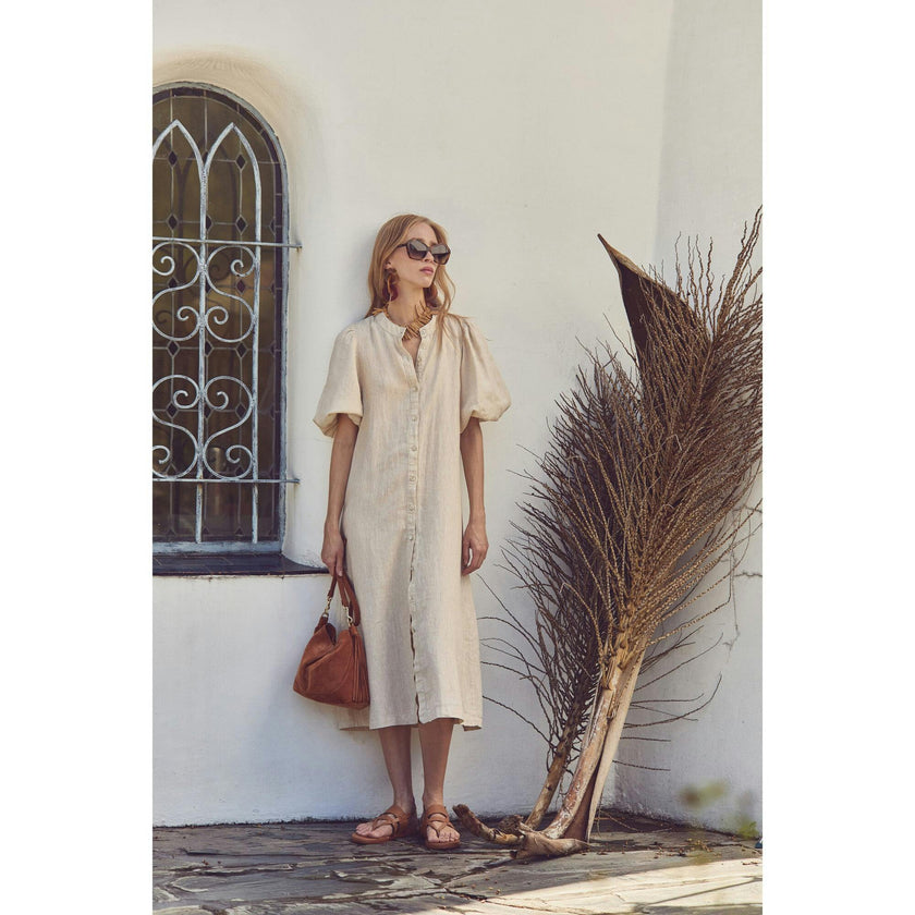 Bubble Linen Dress - Natural