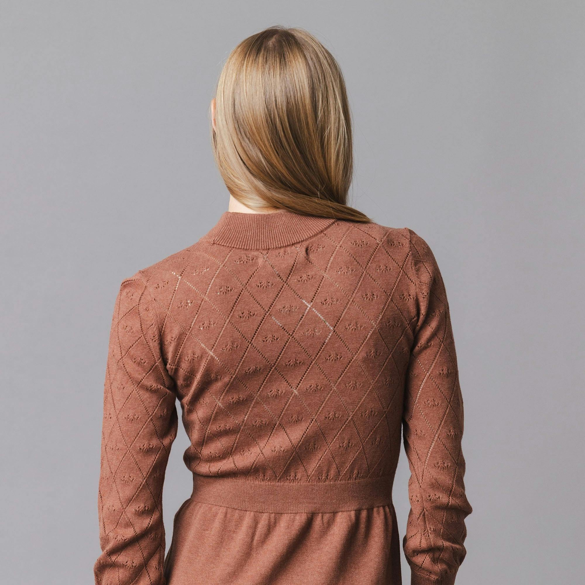 Organic Puff Sleeve Pointelle Sweater Dress