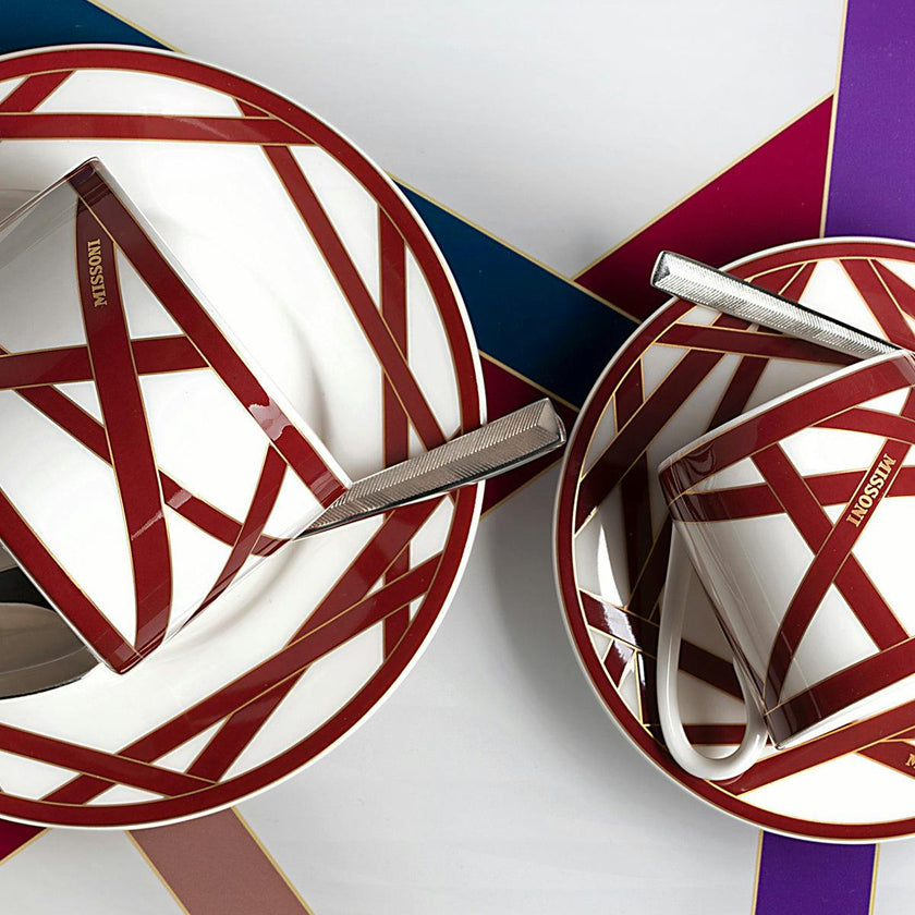 NASTRI BORDEAUX Luxury box Set 2 Pcs. Tea Cup & Saucer - Ø 8,5 X H 6 Cm Cap. 22 Cl. - S.15,5 Cm