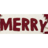 Hand Felted Wool Christmas Pillow - MERRY Wreath Cream - 20" Arcadia Home