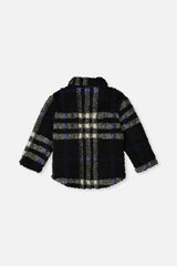 Zipped Overshirt Black and Blue Plaid
