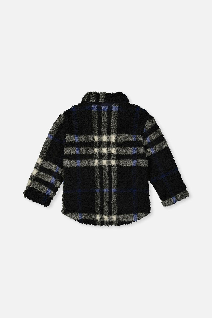 Zipped Overshirt Black and Blue Plaid