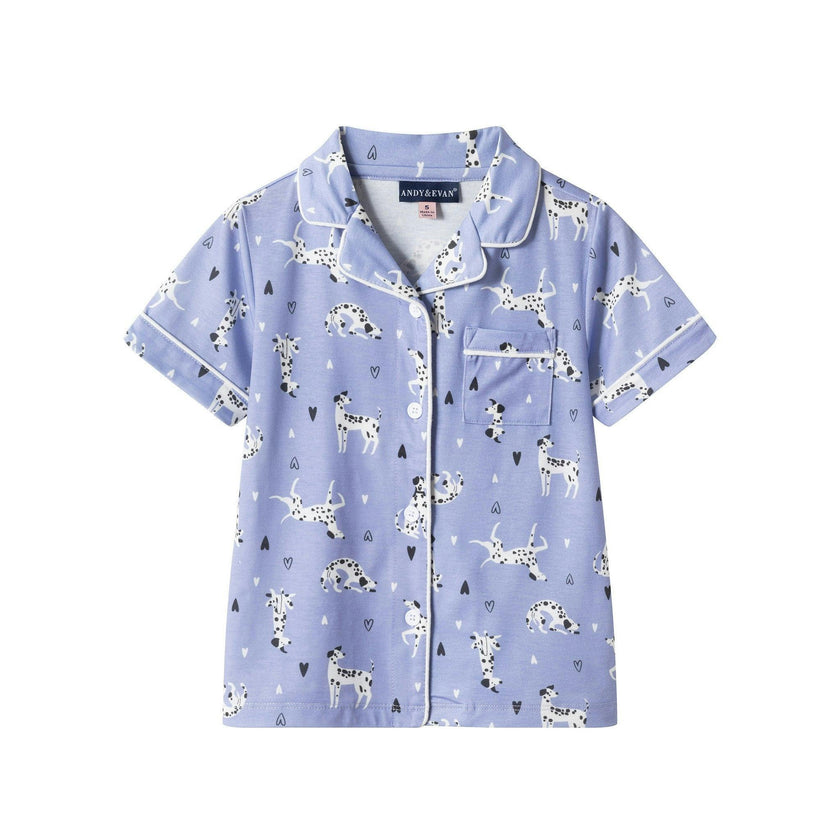 Girls Purple Dalmatian & Heart Print Pajama Set | Dalmatian & Hearts