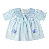Organic Smocked Top & Shorts Set - Light Blue